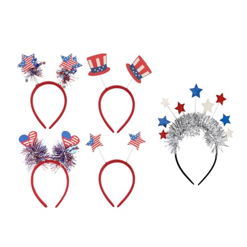 Theaque 5 Pack Patriotic Head Bobbers Headband Star American Flag Headband 4th of July Headband for Independence Day Patriotic Party Accessories von Theaque