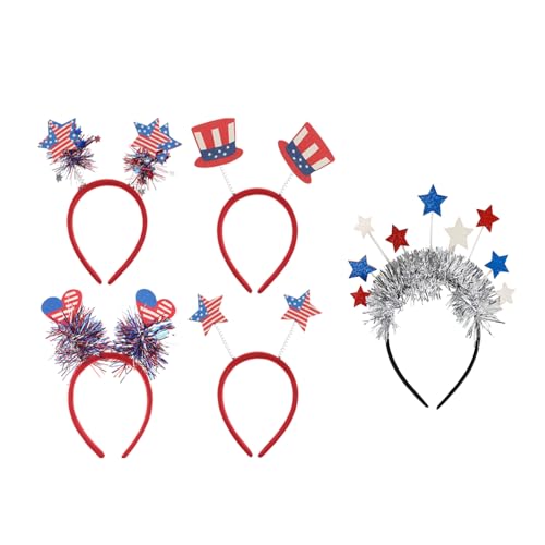 Theaque 5er-Pack Patriotische Kopfwackler Stirnband - Stern Amerikanische Flagge für 4. Juli Unabhängigkeitstag - Patriotische Party-Accessoires Theaque 5er-Pack Patriotische Kopfwackler Stirnband - Stern Amerikanische Flagge für 4. Juli Unabhängigkeitstag - Patriotische Party-Accessoires von Theaque