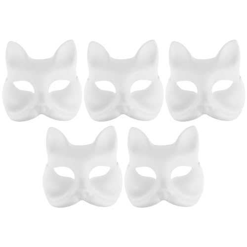 Theaque 5 x Fuchsmaske, Maskenmaske, Halloween, blanko, DIY-Maske, Dekoration für Cosplay-Party von Theaque