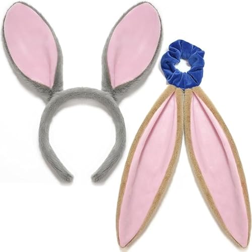 Theaque Bunny Ears Headband Set, Plush Rabbit Ears Hair Band and Headband Set Bunny Costume for Women Girls, Bunny Costume Accessories Halloween Cosplay Party Favors von Theaque