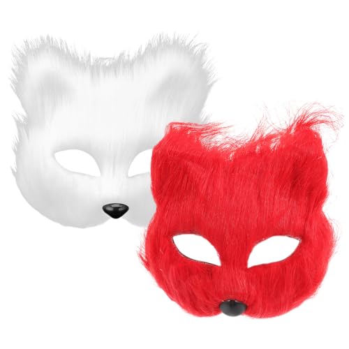 Theaque Halloween-Fuchsmaske, Cosplay-Kostüm, halbes Gesicht, Tiermaske, Halbgesichtsmaske, 2 Stück von Theaque