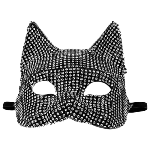 Theaque Katzen-Maske, glitzernde Strasssteine, Party, Cosplay, Mysteriöse Katzenmaske von Theaque