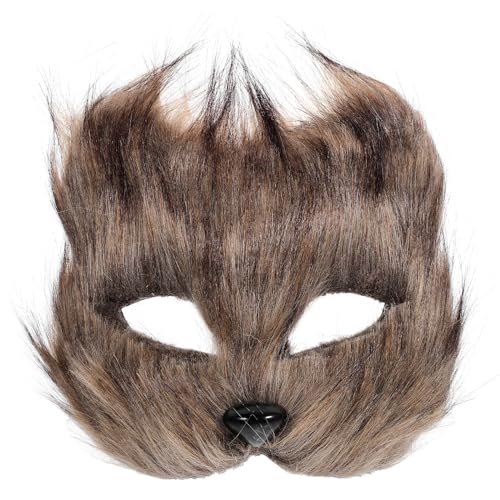 Theaque Realistische Furry Fox Maske Halloween Maske Halbgesichtsmaske Pelzfuchsmaske Party Kostüm Requisite von Theaque