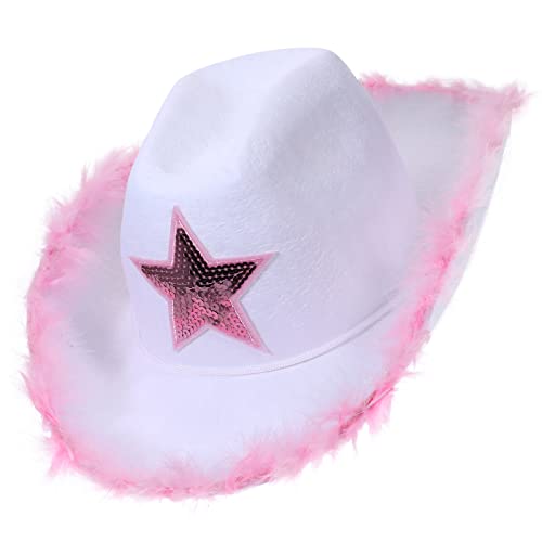 Theaque Weißer Cowgirl-Hut, Pailletten-Stern, Cowboyhut, Party, Cosplay, Kostüm-Zubehör Theaque Weißer Cowgirl-Hut, Pailletten-Stern, Cowboyhut, Party, Cosplay, Kostüm-Zubehör von Theaque