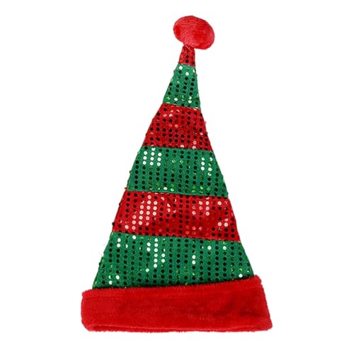 Theaque Wendbare Pailletten-Weihnachtsmannmütze, weicher Bommel, Flip-Pailletten, Weihnachtsmütze, Weihnachtsmannmütze für festliche Feiertagsparty – Höhe 48,3 cm, Breite 27,9 cm von Theaque