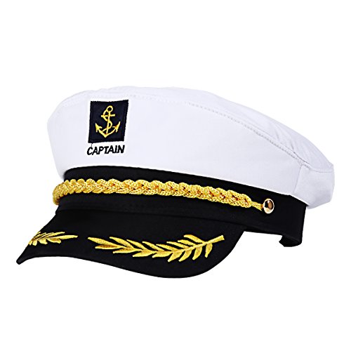 Theaque White Captain's Yacht Matrosen Hut Erwachsene Yacht Militär Hüte Marine Marines Kostüm Accessoire für Erwachsene Kinder Männer Frauen von Theaque