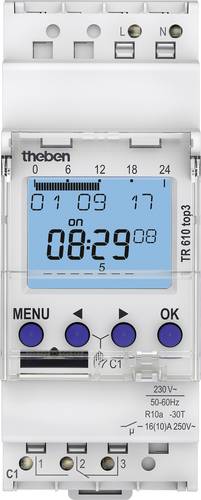 Theben Zeitschaltuhr für Hutschiene Betriebsspannung: 230 V/AC TR610 top3 1 Wechsler 16A 250 V/AC W von Theben
