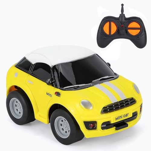 Thedttoy Ferngesteuertes Auto Spielzeug ab 2 3 Jahre 2.4 GHz Auto Ferngesteuert 2 3 4 Jahr, Kinderspielzeug ab 2 3 4 5+ Jahre Spielzeugauto mit Fernbedienung, Ostern Geschenk für Junge Mädchen (Gelb) von Thedttoy