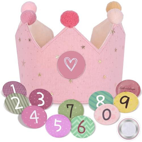 Thedttoy Geburtstagskrone Mädchen Kinder Geburtstag Krone Klett-Buttons mit Zahlen von 0-9, Wendbare Musselin Krone Geburtstag Mädchen, Wiederverwendbar Krone Kindergeburtstag Party Deko Partyhüte Thedttoy Geburtstagskrone Mädchen Kinder Geburtstag Krone Klett-Buttons mit Zahlen von 0-9, Wendbare Musselin Krone Geburtstag Mädchen, Wiederverwendbar Krone Kindergeburtstag Party Deko Partyhüte von Thedttoy
