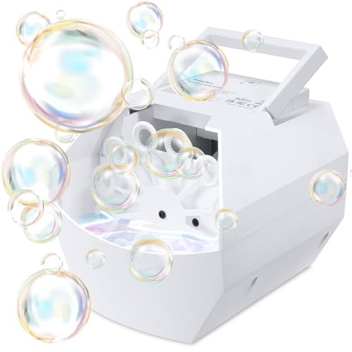 Theefun Tragbare Seifenblasenmaschine, Automatischer Seifenblasenmaschine Kinder 500ml Seifenblasen Maschine 1500+ Bubbles/Min Professional Blasenmaschine für Geburtstag, Party, Hochzeit (Weiß) von Theefun