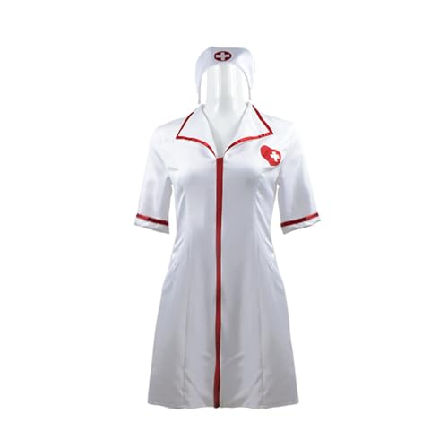 Thegis Promising Young Woman Cosplay Kostüm Cassie Krankenschwester Dress-Up Komplettes Set Rollenspiel Uniform Kleid,White-M von Thegis