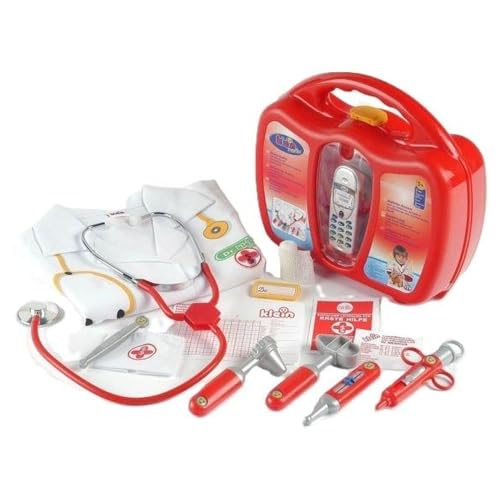 Theo Klein 4353 Arztkoffer I Inkl. Arztkostüm, Stethoskop mit echter Funktion und batteriebetriebenem Handy mit Sound I Maße: 28 cm x 24,5 cm x 8,5 cm I Spielzeug für Kinder ab 5 Jahren von Klein