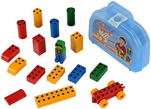Klein Theo 630 Manetico Starter-Box, 16 Verschiedene Bunte Magnet-Bausteine | Maße Koffer: 20 cm x 6 cm x 17 cm | Spielzeug für Kinder ab 1 Jahr von Klein