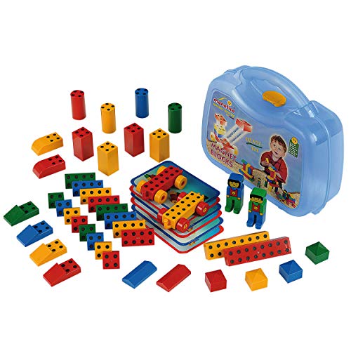 Klein Theo 640 Manetico Kreativ-Box, groß | 42 Verschiedene Bunte Magnetbausteine | 6 Karten mit Bauanleitungen | Maße Koffer: 27,5 cm x 9 cm x 22,5 cm | Spielzeug für Kinder ab 1 Jahr von Klein