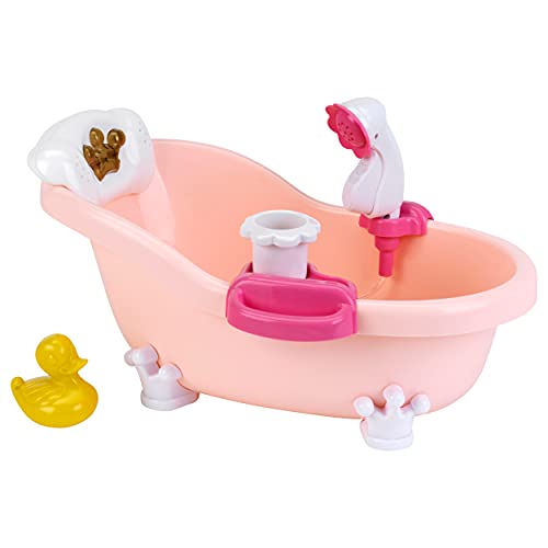 Klein Theo 1665 Baby Coralie Badewanne und Zubehör I Puppen-wanne mit Licht und Sound I Lustige Schaum- und Duschfunktion I Maße: 46 cm x 28 cm x 26 cm I Spielzeug für Kinder ab 18 Monaten von Klein