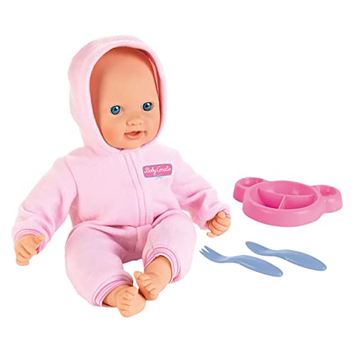 Klein Theo Baby Coralie Schmusebaby | Kuschelige, 40 cm große Baby-Puppe | Inkl. Teller, Löffel und Gabel | Spielzeug für Kinder ab 18 Monaten von Klein