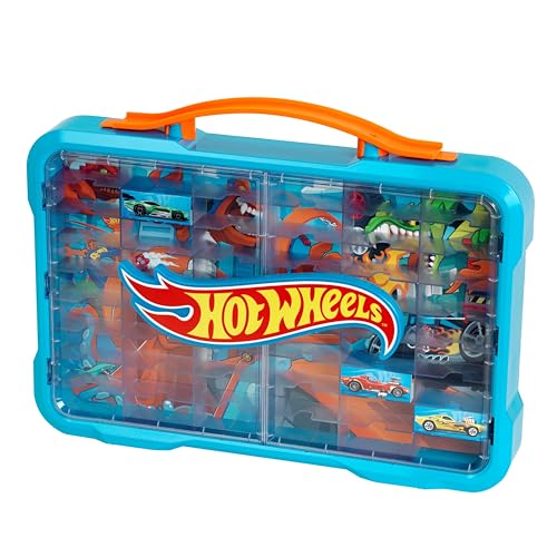 Theo Klein 2408 Hot Wheels Sammelkoffervitrine I Platz für 54 Autos I Leuchtendes Hot Wheels Logo I Mit praktischem Tragegriff I Spielzeug für Kinder ab 3 Jahren von Theo Klein