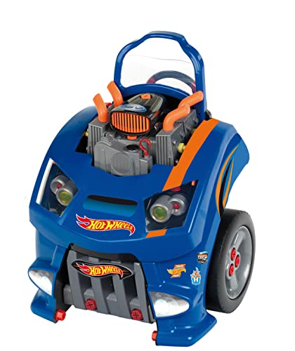 Klein Theo 2822 Hot Wheels Montageauto I Motorblock mit lehrreichen Reparatur-Funktionen I Batteriebetriebene Schweinwerfer und Hupe I Maße: 43 cm x 40 cm x 52,5 cm I Spielzeug für Kinder ab 3 Jahren von Klein