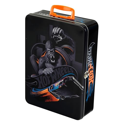 Theo Klein 2881 Hot Wheels Sammelkoffer I Metallkoffer für bis zu 50 Autos I Praktische Unterteilungen I Maße: 37,5 cm x 26 cm x 8,5 cm I Spielzeug für Kinder ab 3 Jahren, Dunkelgrau von Klein