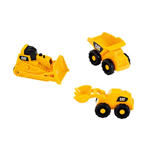 Theo Klein 3241 3236 Baustellenfahrzeuge 3 TLG CAT Baustellen-Fahrzeuge-Set für den Sandkasten, gelb von Klein