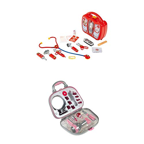 Theo Klein 4350 - Arztkoffer mit Handy + Frisierkoffer mit Braun Haartrockner, Spielzeug von Klein