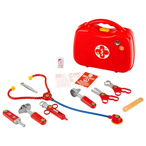 Klein Theo 4383 Arztkoffer | 14-teiliger Doktorkoffer mit Stethoskop, Thermometer, Spritze und praktischem Tragegriff | Maße: 28 cm x 9,5 cm x 22 cm | Spielzeug für Kinder ab 3 Jahren von Klein