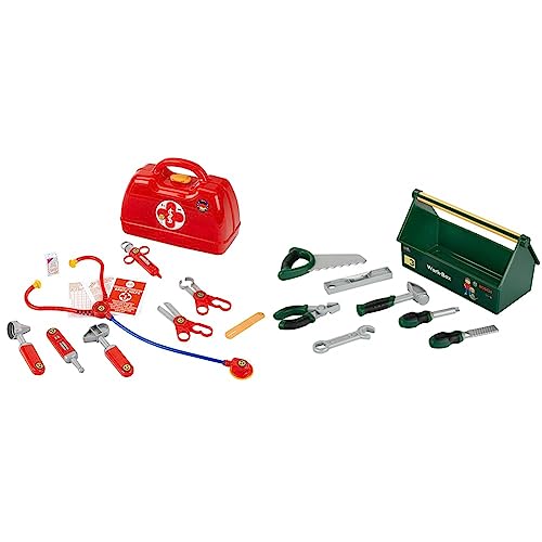 Theo Klein 4457 Arztkoffer | Mit Stethoskop & 8573 Werkzeug-Box | 7-teiliges Werkzeug-Set | Stabile Box mit praktischem Tragegriff | Spielzeug für Kinder ab 3 Jahren von Klein