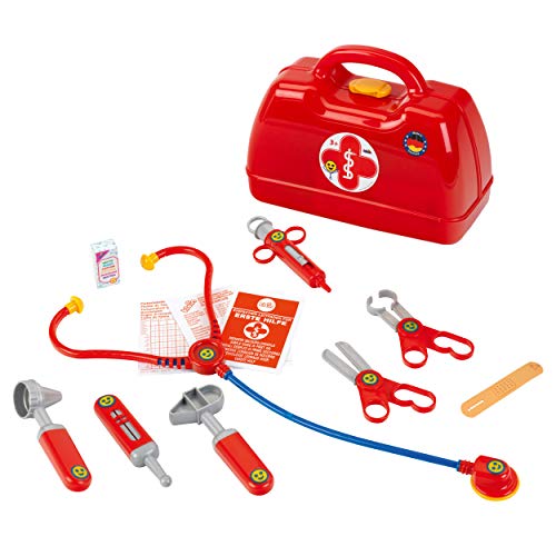 Theo Klein 4457 Arztkoffer | Mit Stethoskop, Thermometer, Spritze und vielem mehr | Robuster Koffer mit praktischem Tragegriff | Maße: 24 cm x 11 cm x 19 cm | Spielzeug für Kinder ab 3 Jahren von Klein