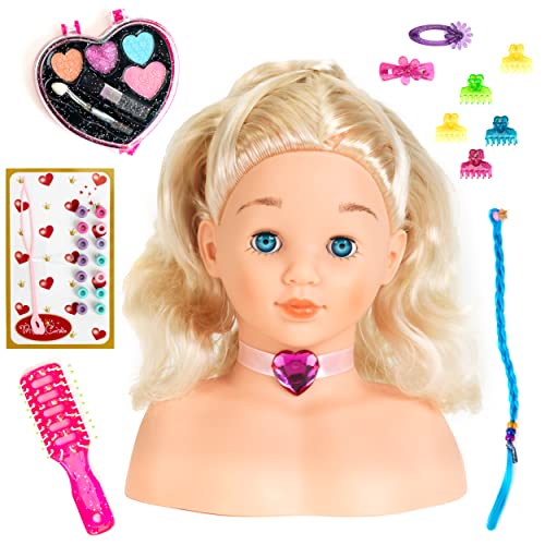 Klein Theo 5236 - Princess Coralie Schmink- und Frisierkopf mit Kosmetik-CD, mittel, Spielzeug, Mehrfarbig von Klein