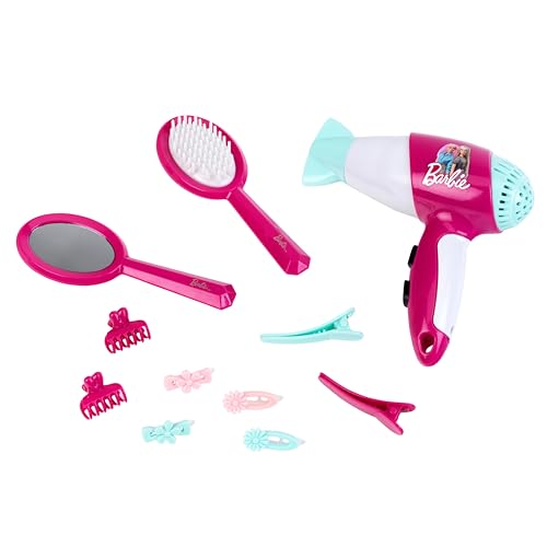Theo Klein 5790 Barbie Frisier-Set I Zubehör und Accessoires im Barbie-Look I Inkl. Kinder-Föhn mit Kaltluftfunktion I Spielzeug für Kinder ab 3 Jahren von Theo Klein