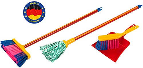 Klein Theo 6125 Pure Fresh Wischmop Set I Vierteiliges, buntes Putz-Set I Mit Wischmop, Besen, Handbesen und -Schaufel | Spielzeug für Kinder ab 3 Jahren von Klein