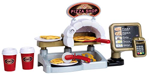 Klein Theo 7306 Pizza Shop I Inkl. Spiel-Pizza zum Belegen und viel Shop-Zubehör I EC-Karte und Lesegerät mit Sound I Spielzeug für Kinder ab 3 Jahren von Klein