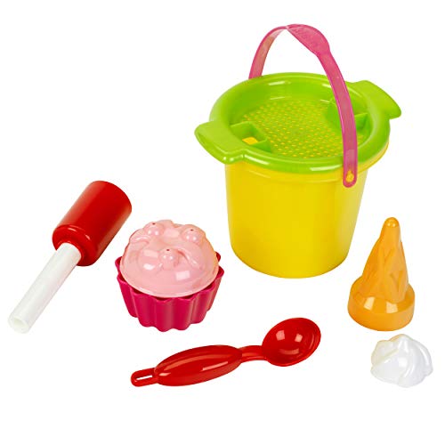 Klein Theo 7604 goes Bio Eiscreme Set | Sandkasten-Set mit Eimer und Sieb | Lustige Muffin- und Eishörnchen-Sandförmchen | Spielzeug für Kinder ab 18 Monaten von Klein