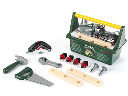 Theo Klein 8345 Bosch Werkzeug-Box I Mit batteriebetriebenem Akkuschrauber Ixolino und zahlreichem Zubehör wie Hammer, Säge u.v.m. I Spielzeug für Kinder ab 3 Jahren Theo Klein 8345 Bosch Werkzeug-Box I Mit batteriebetriebenem Akkuschrauber Ixolino und zahlreichem Zubehör wie Hammer, Säge u.v.m. I Spielzeug für Kinder ab 3 Jahren von Theo Klein