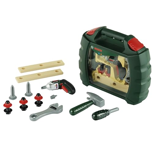 Theo Klein 8384 Bosch Ixolino Koffer mit viel Zubehör I Batteriebetriebener Akkuschrauber Ixolino I Maße: 26,6 cm x 32 cm x 8,8 cm | Spielzeug für Kinder ab 3 Jahren von Klein