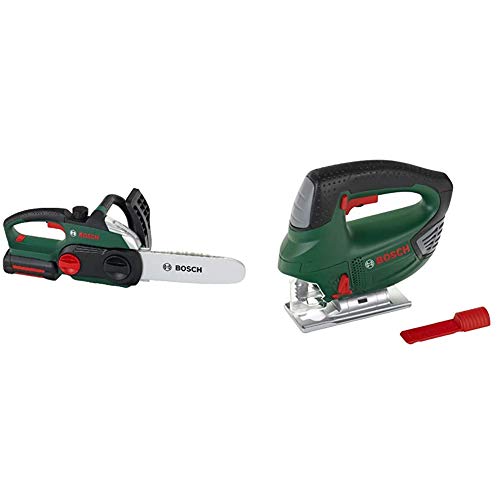 Theo Klein 8399 Bosch Kettensäge I Originalgetreue, kindgerechte Nachbildung I 13 cm x 39,5 cm x 14 cm & Bosch Stichsäge I Batteriebetrieben mit Stichsägenbewegungen, 14,5 cm x 17 cm x 5 cm Theo Klein 8399 Bosch Kettensäge I Originalgetreue, kindgerechte Nachbildung I 13 cm x 39,5 cm x 14 cm & Bosch Stichsäge I Batteriebetrieben mit Stichsägenbewegungen, 14,5 cm x 17 cm x 5 cm von Theo Klein