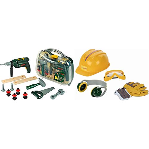 Theo Klein 8416 Bosch Werkzeugkoffer, groß I 16-teiliges Werkzeug-Set I 32 cm x 8 cm x 29 cm & Zubehör-Set I Hochwertige Arbeitshandschuhe, Brille, Ohrenschützer und Helm I 30 cm x 38 cm 10 cm Theo Klein 8416 Bosch Werkzeugkoffer, groß I 16-teiliges Werkzeug-Set I 32 cm x 8 cm x 29 cm & Zubehör-Set I Hochwertige Arbeitshandschuhe, Brille, Ohrenschützer und Helm I 30 cm x 38 cm 10 cm von Theo Klein