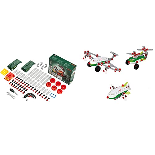 Theo Klein 8497 Multi-Tech Konstruktionsset mit Bosch Ixolino | 107 Bauteile ab 3 Jahren, 27 x 9 & 8790 Bosch 3 in 1 Konstruktions-Set Aircraft Team ab 3 Jahren, 26.5 x 22 x 12 cm von Klein