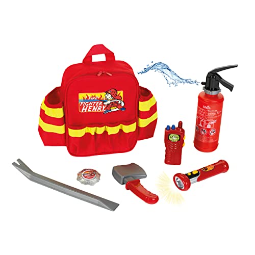 Theo Klein 8900 Fire Fighter Henry Feuerwehr-Rucksack I Mit batteriebetriebener Taschenlampe, Feuerlöscher und vielem mehr I Robuster Rucksack mit Reflektor und verstellbaren Riemen, Rot Theo Klein 8900 Fire Fighter Henry Feuerwehr-Rucksack I Mit batteriebetriebener Taschenlampe, Feuerlöscher und vielem mehr I Robuster Rucksack mit Reflektor und verstellbaren Riemen, Rot von Theo Klein