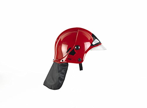 Theo Klein 8901 Fire Fighter Henry Feuerwehrhelm, rot I Originalgetreue Nachbildung im MSA-Design I Bewegliches Visier I Größenverstellbar I Maße: 31 cm x 17,5 cm x 21 cm von Klein