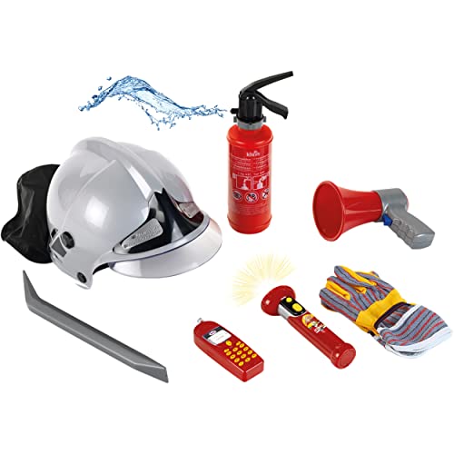 Theo Klein 8928 Feuerwehr-Set | 7-teiliges Set mit Helm, Taschenlampe und vielem mehr | Feuerlöscher mit Spritzfunktion | Spielzeug für Kinder ab 3 Jahren von Theo Klein