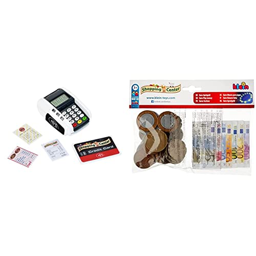 Theo Klein 9333 Pay Terminal with Light & Sound, Toy Cash registers Supplement & 9612 Euro Play Money I 35 Notes and 25 Coins - from 1 Cent Coins to 500 Euro Notes I Toys for Children Aged 3 and Over von Klein