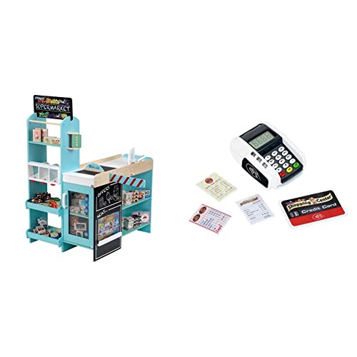 Theo Klein 9391 Supermarkt, Holz (MDF) I Moderner Kaufmannsladen & 9333 Bezahl-Terminal mit Licht & Sound | Ergänzung zu Spielzeugkassen | Inkl. Contactless-Payment-Funktion von Theo Klein