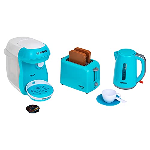 Klein Theo 9519 Bosch Frühstücksset I Küchenzubehör-Set bestehend aus Toaster, Kaffeemaschine und Wasserkocher I Spielzeug für Kinder ab 3 Jahren von Klein