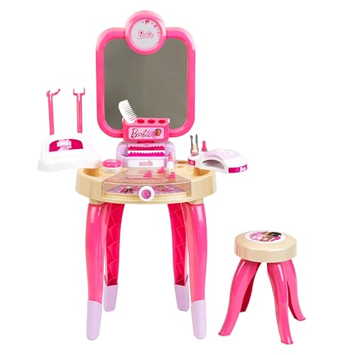 Theo Klein Barbie - Schönheitsstudio Happy Vibes | Beautystudio mit drehbarem Spiegel und Licht | Schminktisch mit Zubehör | Spielzeug für Kinder ab 3 Jahren von Theo Klein