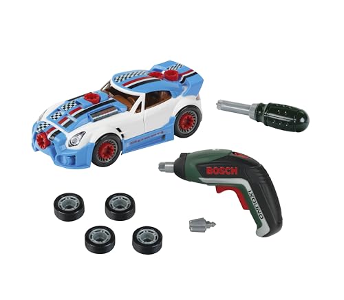 Theo Klein 8630 Bosch Car Tuning-Set | Zerlegbares Auto mit Tuning Zubehör | Mit batteriebetriebenem Akkuschrauber | Verpackungsmaße: 30 cm x 6,5 cm x 25 cm | Spielzeug für Kinder ab 3 Jahren von Klein