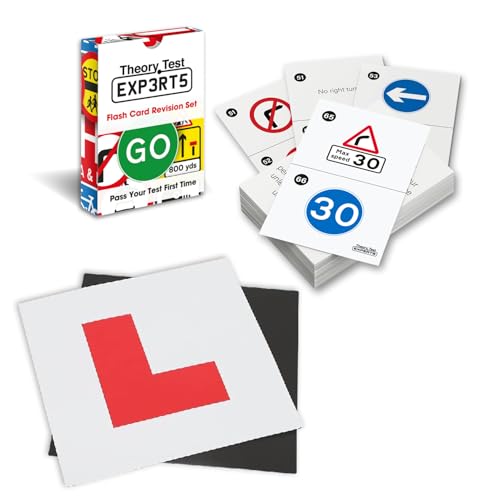 Theory Test Experts 128 Verkehrsschilder Lernkarten 2025 & L-Platten (L-Platten + L-Schilder) von Theory Test Experts