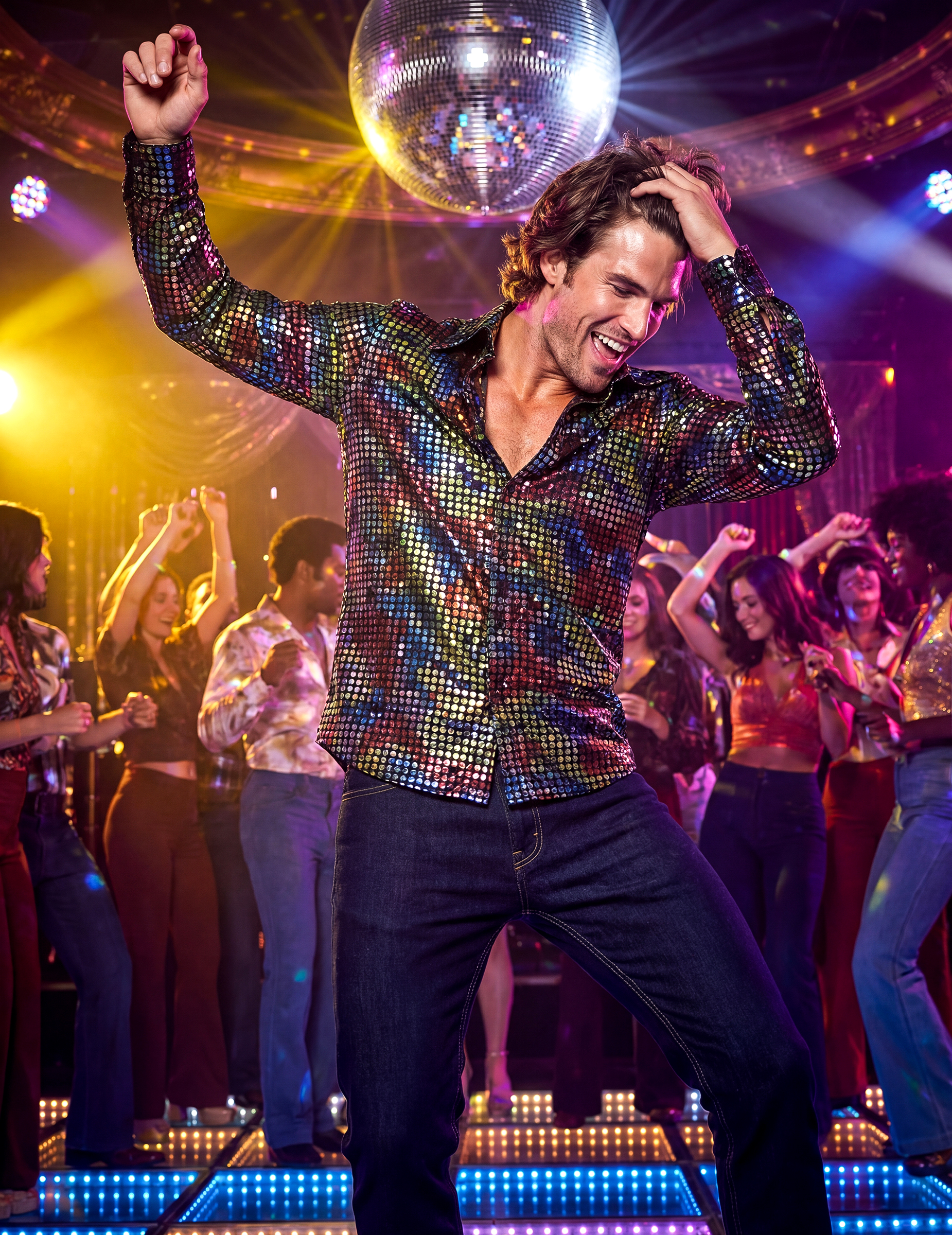 70er Jahre Hemd Herren Bunt Discohemd von Thetru B.V.