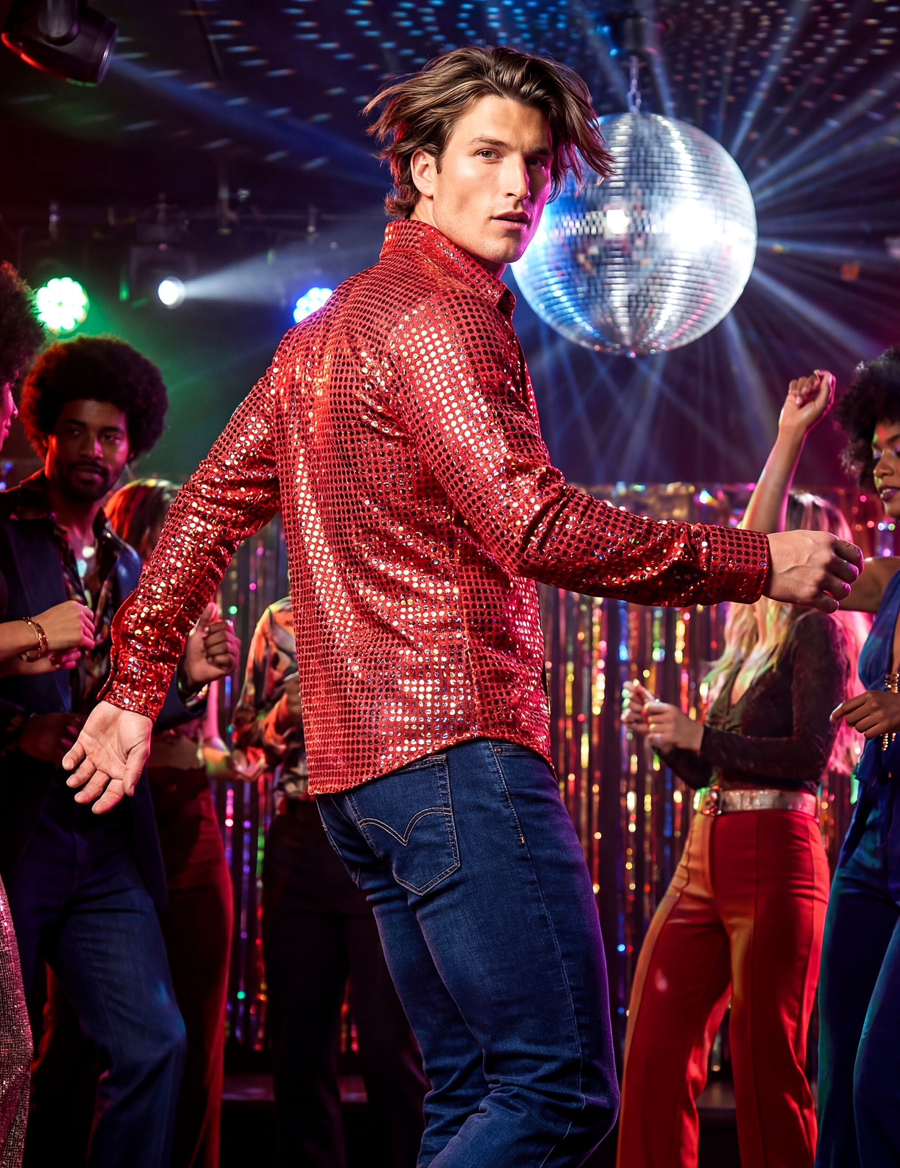 70er Jahre Hemd Herren Rot von Thetru B.V.