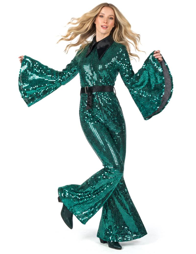 70er Jahre Jumpsuit Damen Türkis mit Gürtel von Thetru B.V.